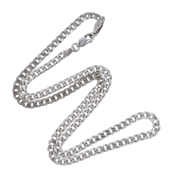 Estate Italy Sterling Silver 925 3.6mm Rambo Link Chain Necklace 16.25" - Picture 1 of 4